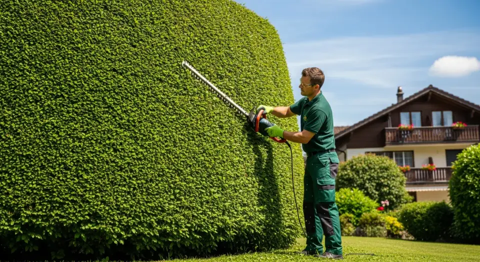 Professioneller Gärtner bei der Arbeit